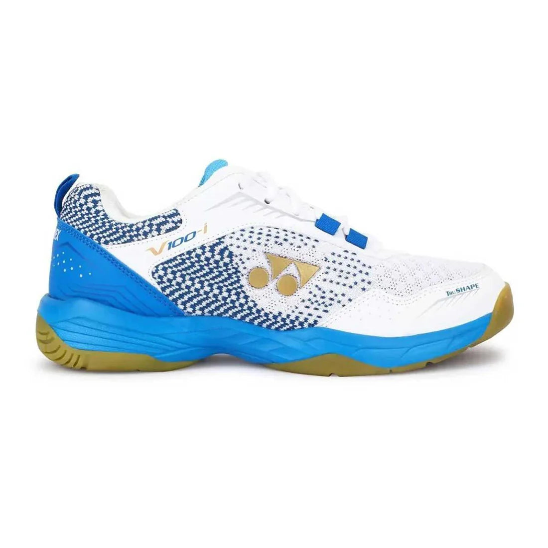 Yonex V100-i Badminton Shoes (WHITE / BLUE Hawai) | UK-2
