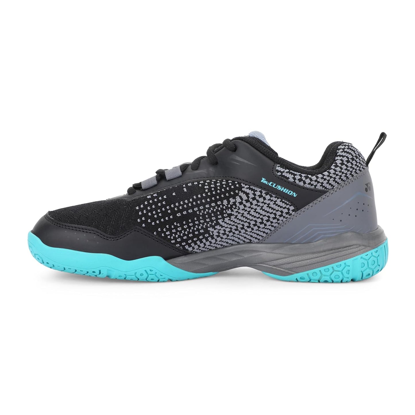 YONEX Unisex V100-i Badminton Shoes | Non-Marking Sole | TRU Cushion | Color Black/Vivid Sky | Size 8