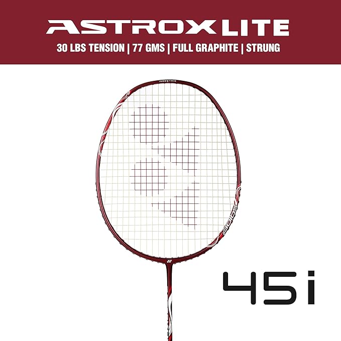 YONEX Astrox Lite 45i (Kurenai), Graphite Badminton Racquet (5U G4, 78 Grams 30 lbs Tension)