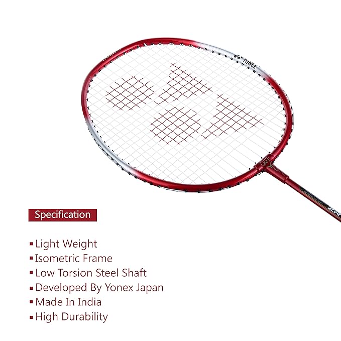 YONEX ZR 100 light Aluminium Badminton Racket (G4, 95 Grams, 26lbs Tension) (Red/White)